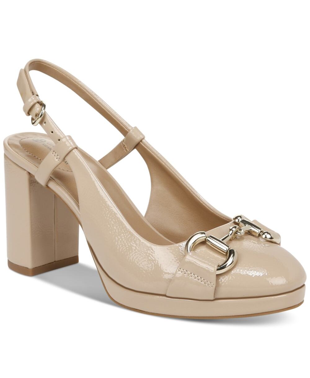 Giani Bernini Women's Apriil Memory Foam Nude Leather Heel Slingback Sz 9.5 NIB